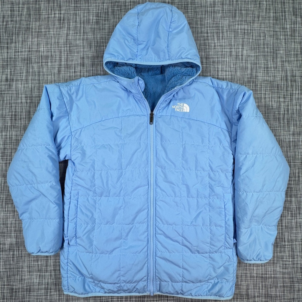 The North Face Girls XXL 18/20 Shasta Reversible Parka Blue Fleece Hooded Jacket
